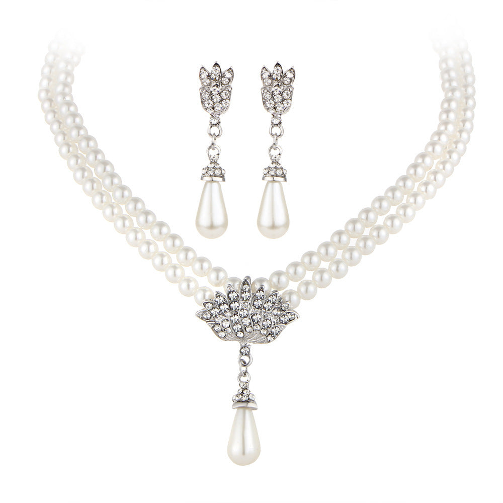 Jewelry Bridal Pearl Crystal Diamond Necklace Set