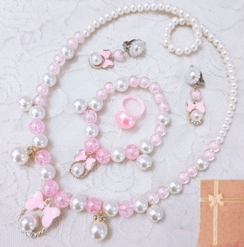 Children's Necklace Jewelry Pearl Bracelet Set Party Time