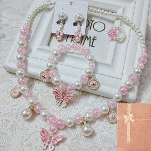 Children's Necklace Jewelry Pearl Bracelet Set Party Time