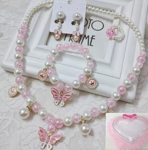 Children's Necklace Jewelry Pearl Bracelet Set Party Time
