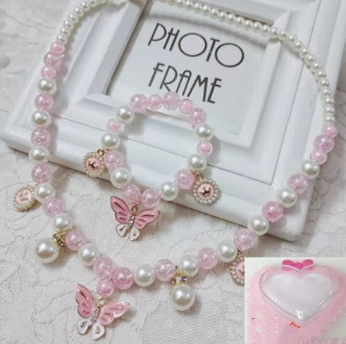 Children's Necklace Jewelry Pearl Bracelet Set Party Time