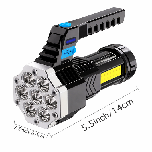 7 LED Rechargeable Flashlight with COB Side Light