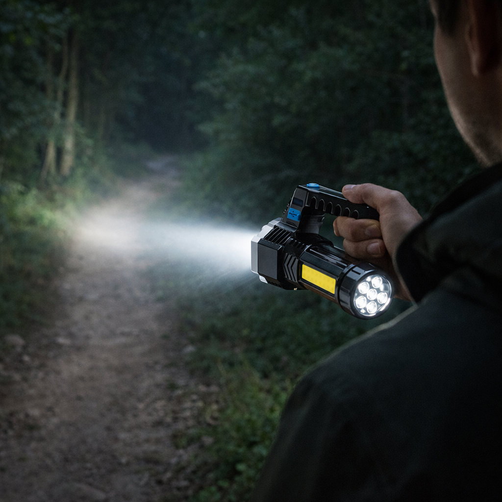 7 LED Rechargeable Flashlight with COB Side Light