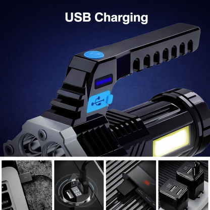 7 LED Rechargeable Flashlight with COB Side Light
